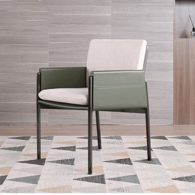 Silla casera de cuero de estilo diseñador, sillón lateral de comedor con respaldo sólido