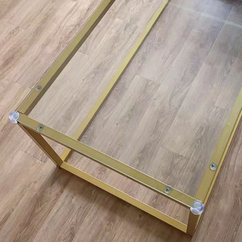 Modern Style Rectangular Glass Coffee Table 17.7-In H Metal Frame 1 Single Cocktail Table