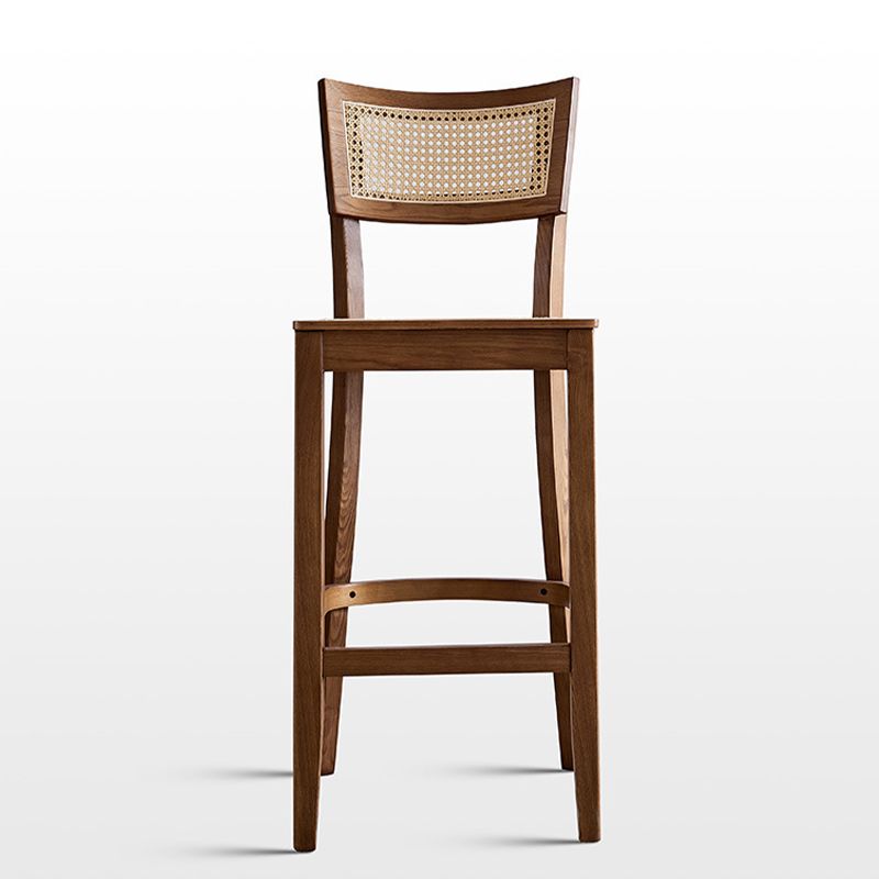Contemporary Solid Wood Frame Stool Low Back Armless Bar Stool