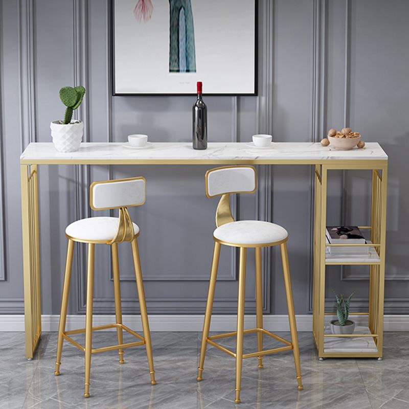 Glam Rectangle White Counter Height Set 1/2/3 Pieces Marble Pub Dining Set