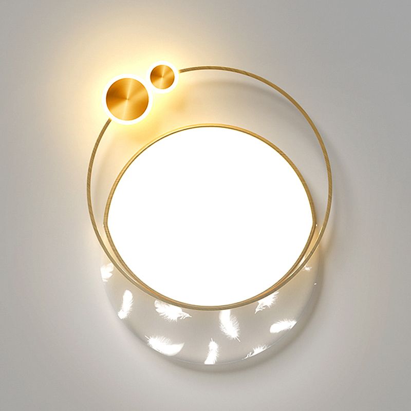 Geometric Feather LED Flush Mount in Modern Creative Style Iron Ceiling Light with Acrylic Shade