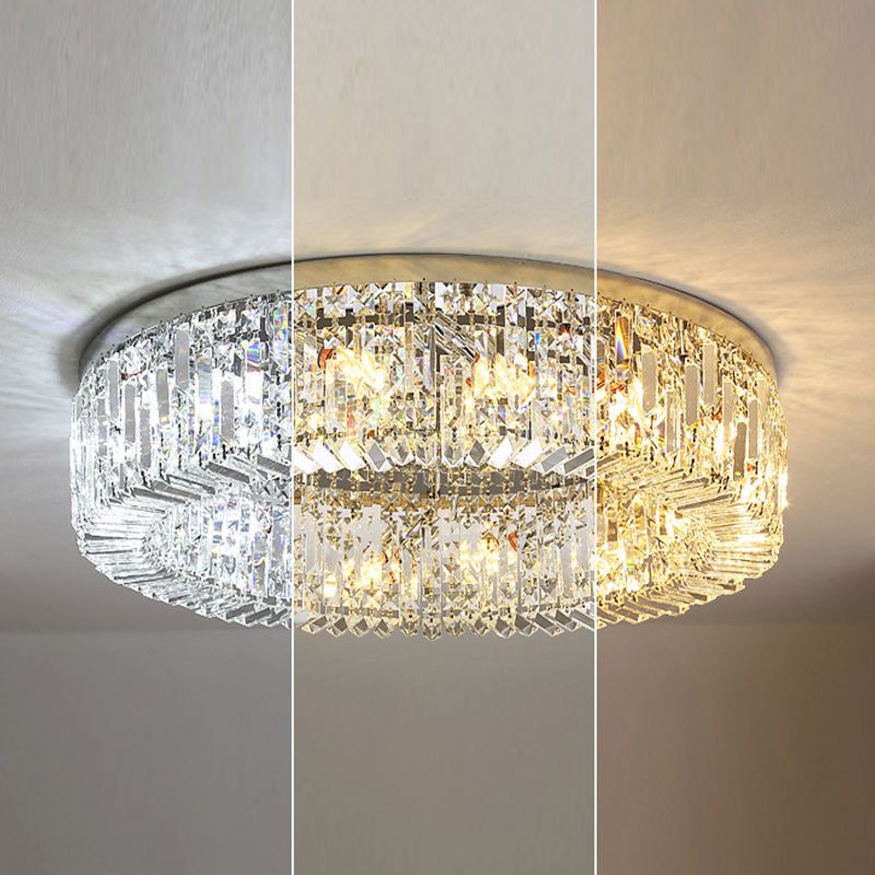 Drum Flush Mount Modern Crystal Flush Ceiling Light for Bedroom