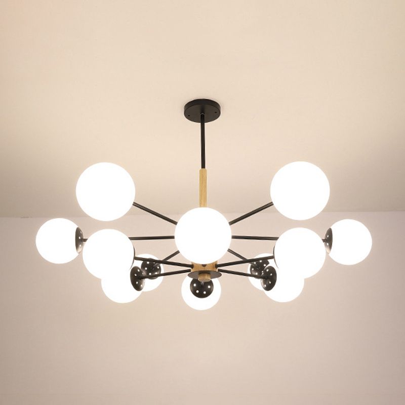 Spherical Shape Chandelier Light Modern Style Glass Multi Light Hanging Lamp for Study