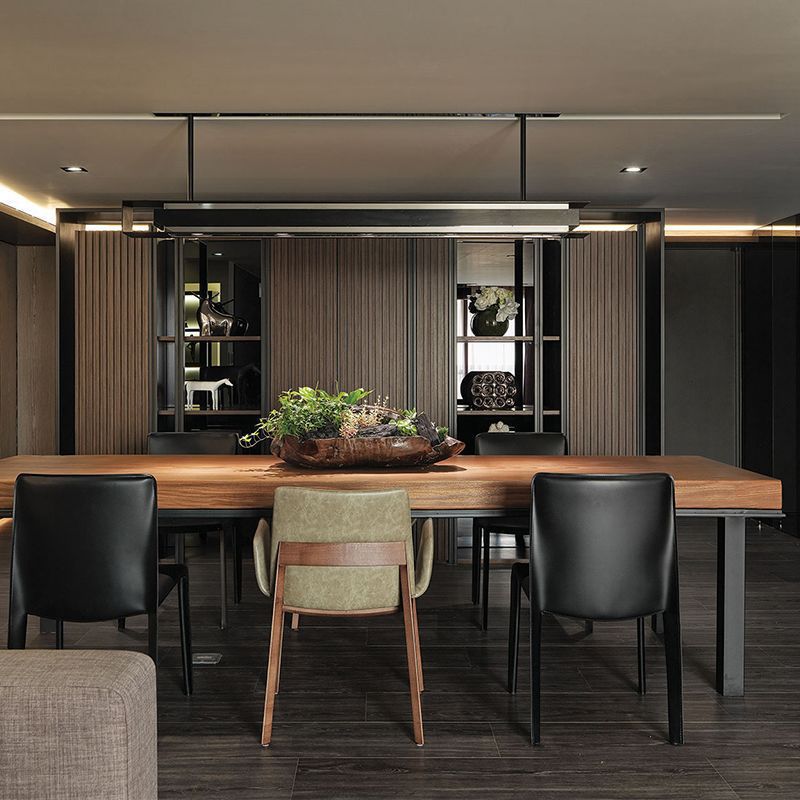 Rectangle Industrial Dining Table Solid Wood Top Home Table with 4 Black Iron Legs