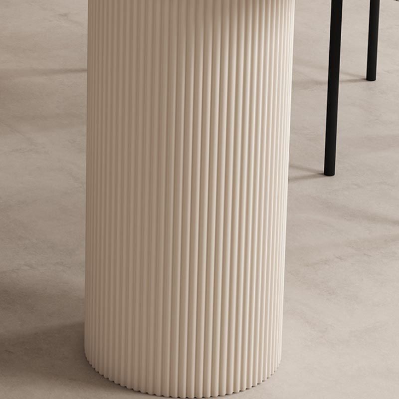 Freeform Sintered Stone Dining Table White or Black Tripod Solid Wood Base Furniture