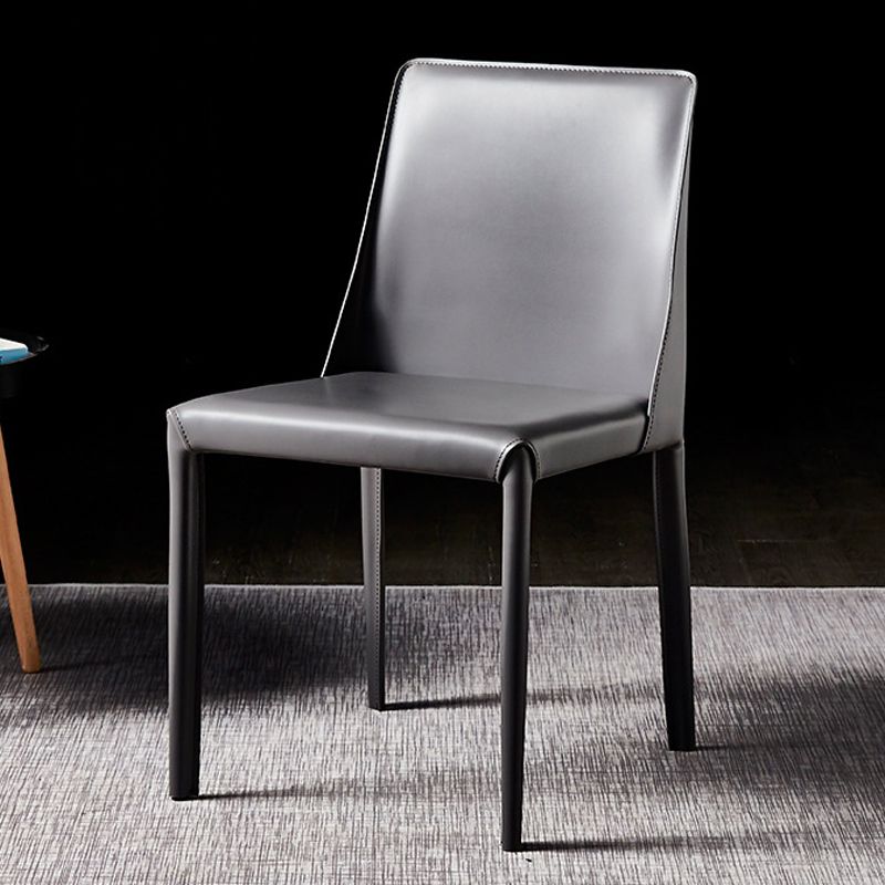 Solid Back Chair Contemporary Modern Leather Indoor-Outdoor Side Chair