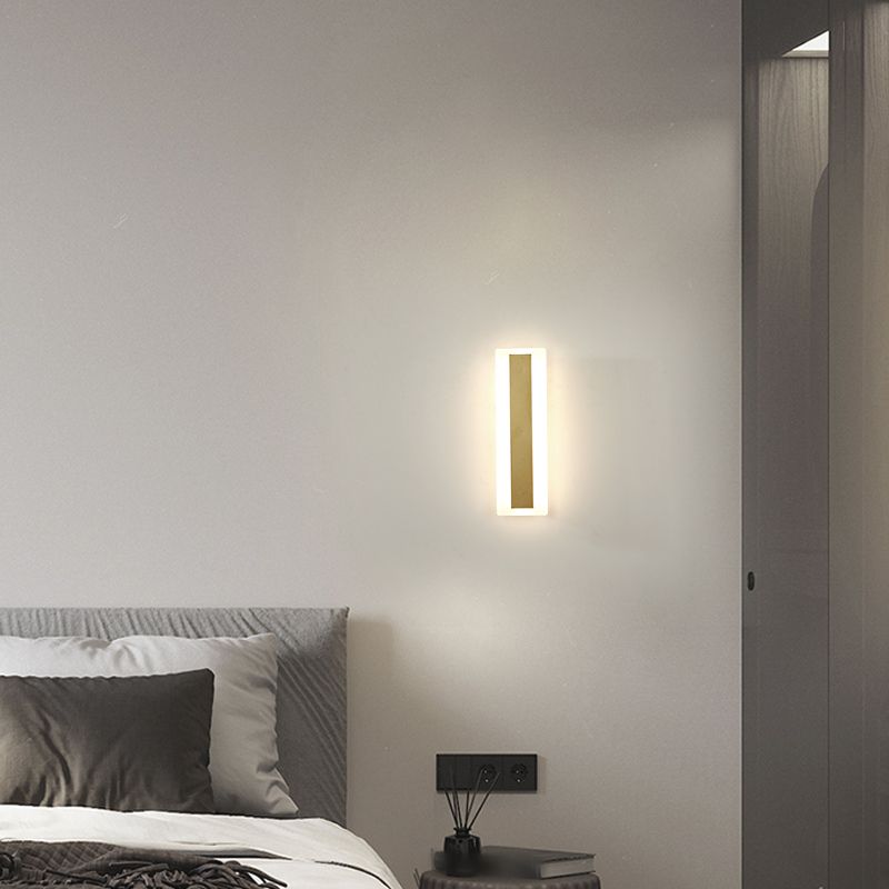 Metal Linear Shape Wall Mount Lighting Modern 1-Light Wall Mount Light Fixture in Gold