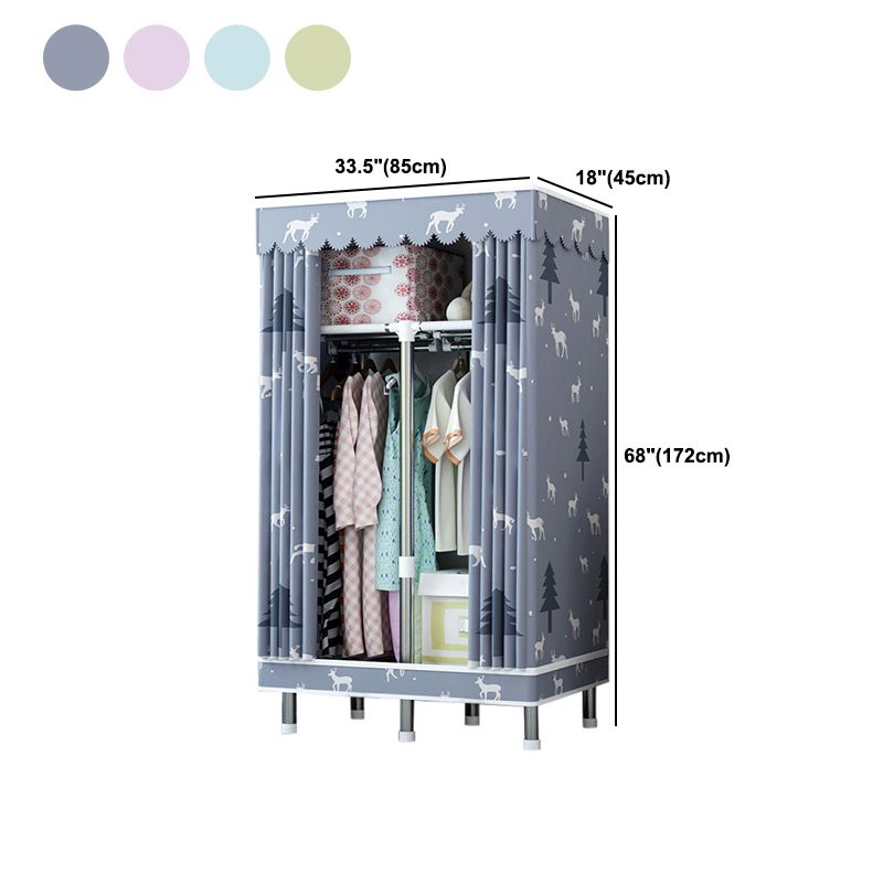 Contemporary Home Wardrobe Armoire Steel Frame Wardrobe with Shelves