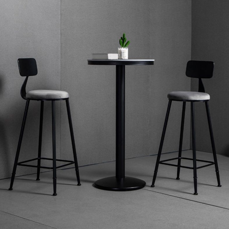 Modern 1/3 Pieces Bar Table Set Round Stone Counter Table with Backrest Stools