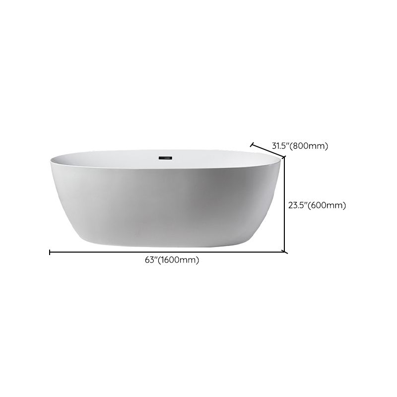 Modern Freestanding Soaking Bathtub Acrylic 23.62" Tall White Bathtub