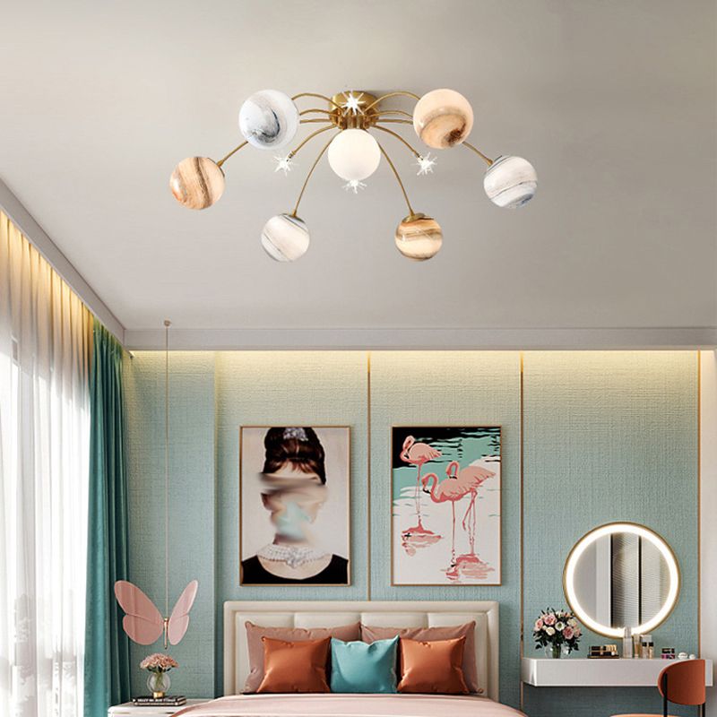 13 Light Flush Mount Ceiling Light Modern Fixture Flush Mount Lamp in Gold