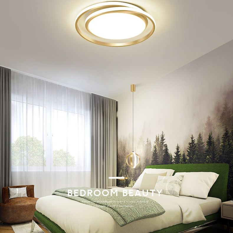 Modern Minimalist Metal Flush Mount Ceiling Lamp Round Shape LED Flush Mount Lighting for Bedroom
