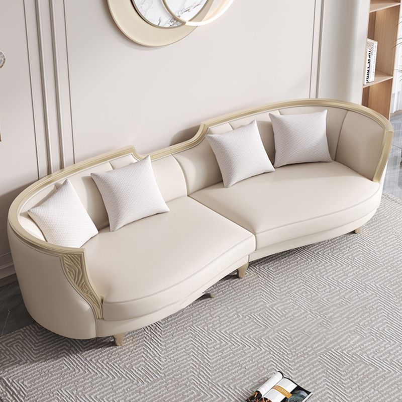 Scandinavian Living Room Sofa Genuine Leather Tuxedo Arm Seating
