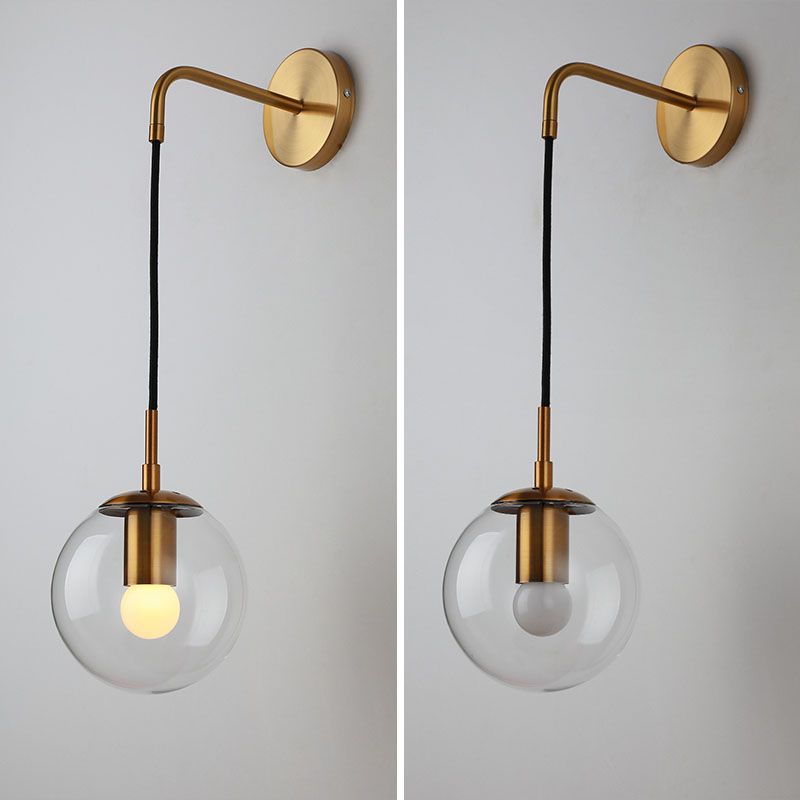 Modern Wall Lamp Household Wall Mount Lighting in Glass Ball Shade for Sitting Room