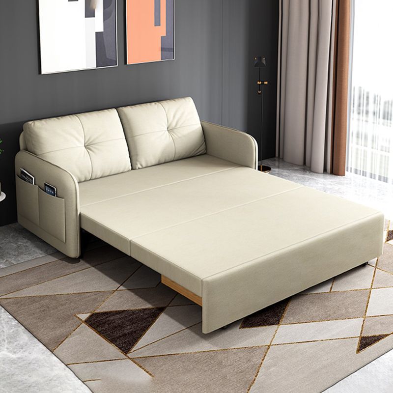 35.4" H Faux Leather Square Arm Tufted Sofa Bed For Living Room