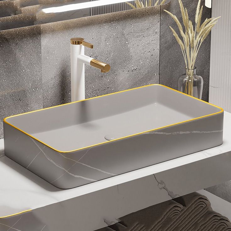 Rectangular Trough Sink Modern Simple Porcelain Trough Bathroom Sink