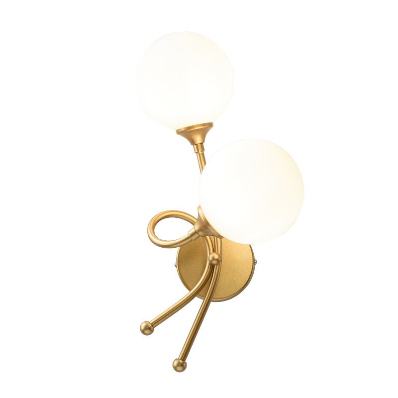 Modern Style Globe Shade Wall Light Glass 2 Lights Sconces for Bedroom