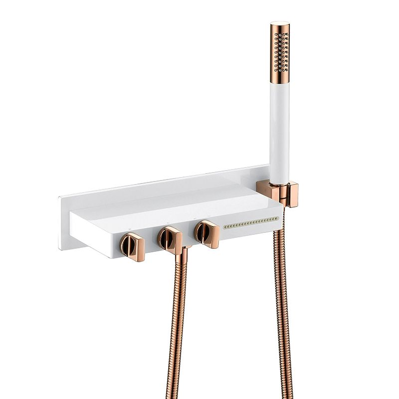 Wall Mount Tub Filler Modern Brass Triple Knob Handle Waterfall Tub Filler with Handshower