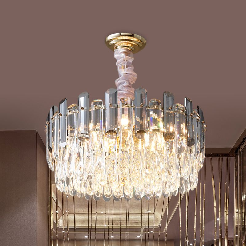 Lampadario a strati Crystal Crystal Crystal Contemporary 5 Light Dining Sospension Lampada in oro