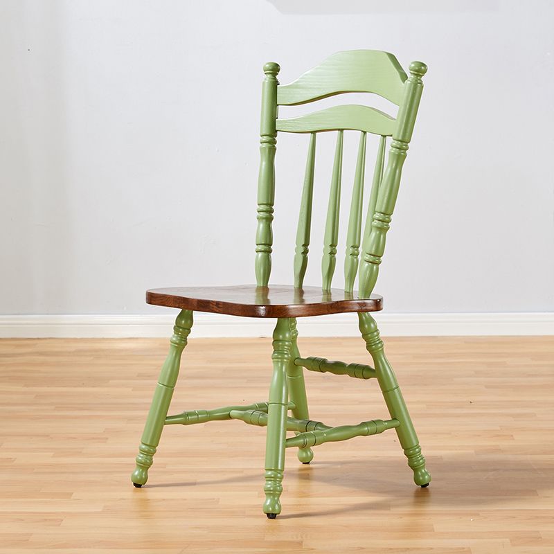 Country Solid Wood Square Dining Chair Slat Back Dining Side Armless Chair