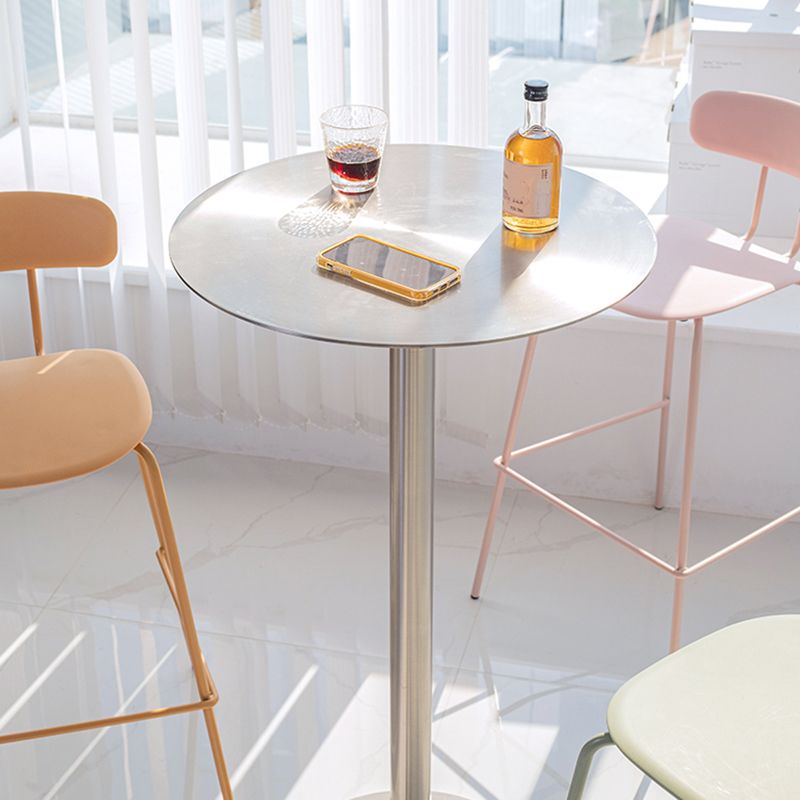 Industrial Metal Bar Dining Table Round Bistro Bar Table with Pedestal