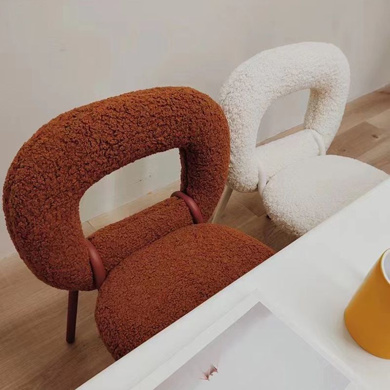 Designer Style Armless Dining Chair Open Back Side Velvet Chair with Metal Legs