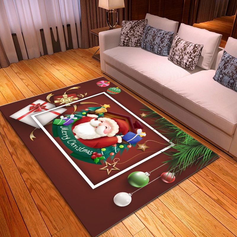Red Tone Modern Area Carpet Polyester Holiday Decoration Indoor Rug Easy Care Carpet for Living Room