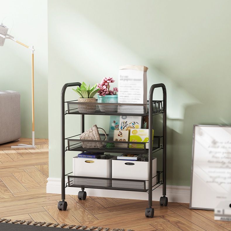 Modern Steel Etagere Bookshelf 3/4/5-Shelf Vertical Open Bookcase with Caster Wheels