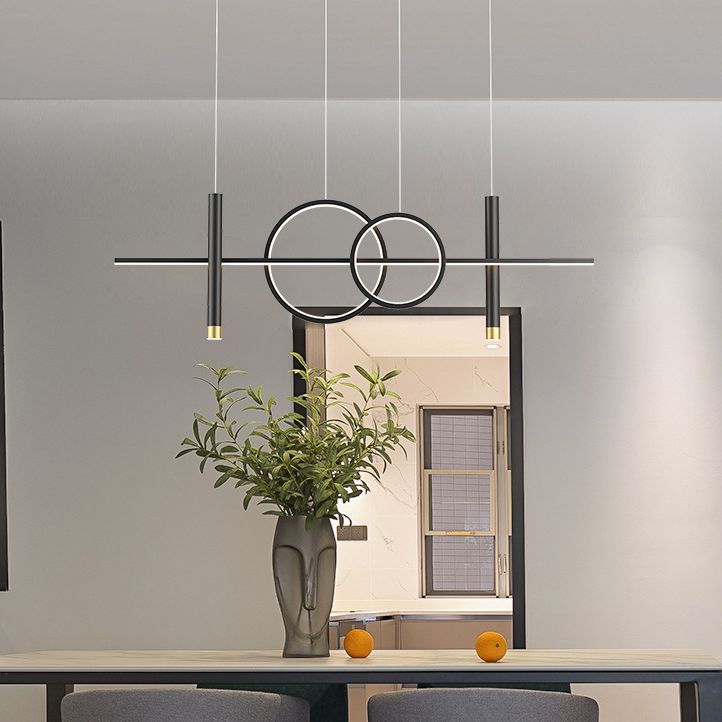 Modern Creative Linear Linear Led Light Light Iron Iron Spendant Light con ombra acrilica