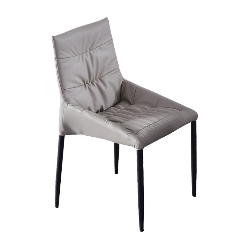 Silla auxiliar para el hogar contemporánea, silla de comedor tapizada de metal con respaldo sólido (juego de 2)