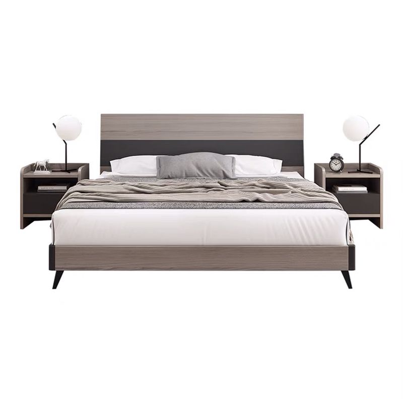 Modern Grey Standard Bed with Rectangular Headboard and Legs