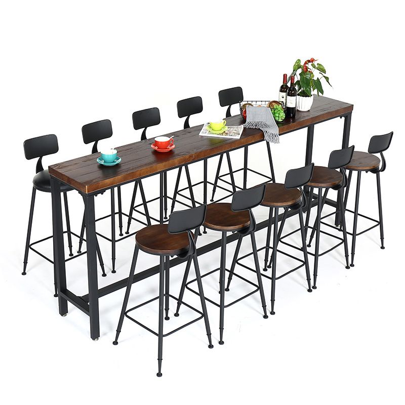 1/6/11 Pieces Industrial Rectangular Pub Table Set Solid Wood Counter Table Set
