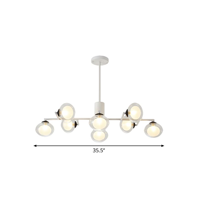 Modern Simple Oval Shade Island Light 8/12 Lights Glass Suspension Light in Black/White