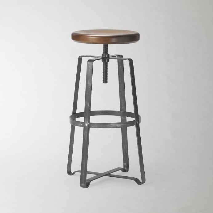 Restaurant Industrial Wood Barstool Wood Iron Base Bar Stool with Pedal