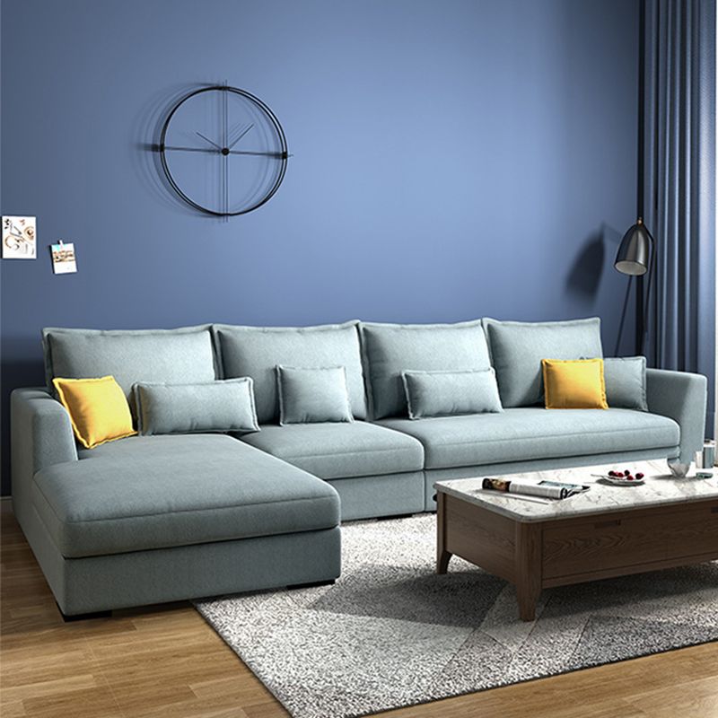 Square Arm Sectional Nordic 4-seater Fabric Sectional with Bolster Pillows