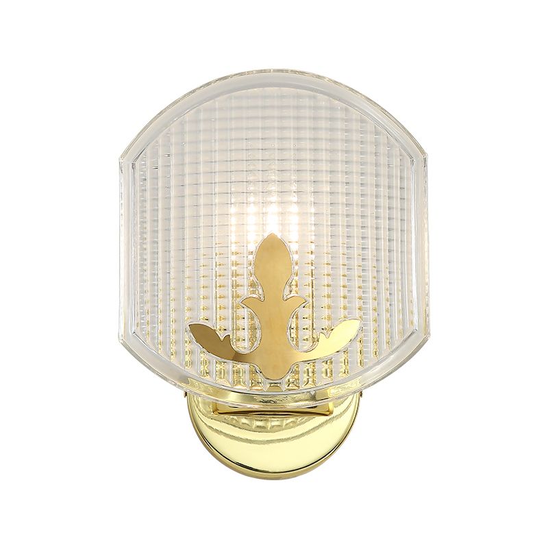 Post-Modern Oval Wall Lighting Clear Lattice Glass 1 Head Corner Wall Sconce Lamp in Gold