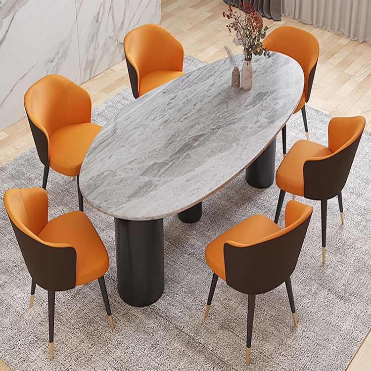 Mesa de comedor de piedra sinterizada de lujo con 3 patas para restaurante