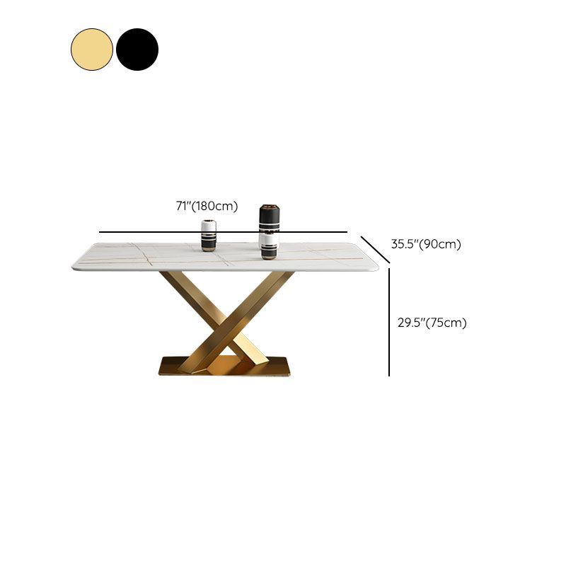 Luxury Dining Room Dinner Table Stone Rectangle Pedestal Dining Table