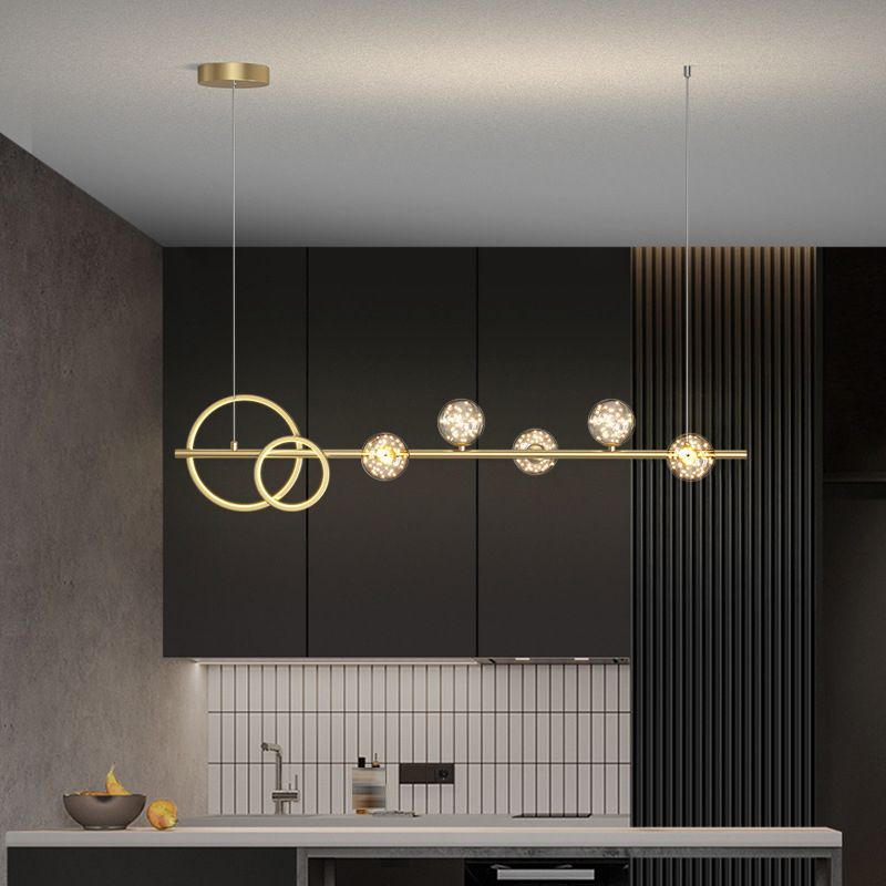 Modern 6/7-Light Golden Kitchen Island Lighting LED Unique Island Pendant Lighting