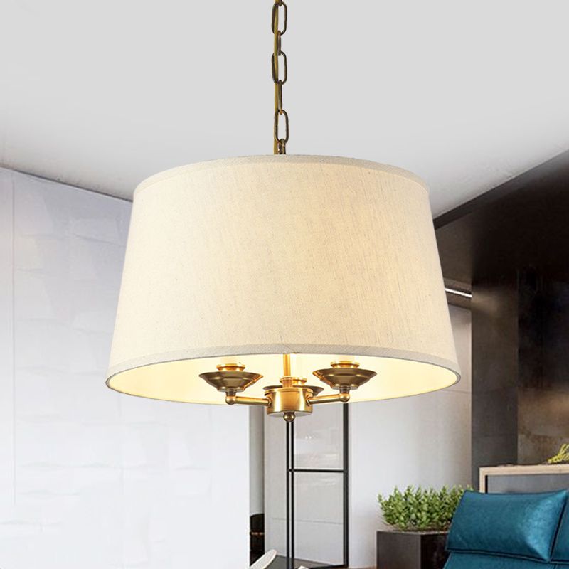 Illuminazione lampadario in tessuto tamburo tradizionale a 3 luci sala da pranzo illuminazione a sospensione in bianco