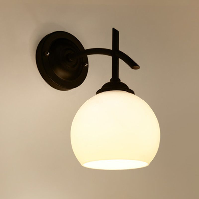 Globe Milk Glass Wall Mounted Light Industrial 1-Light Wall Sconce Light Fixtures
