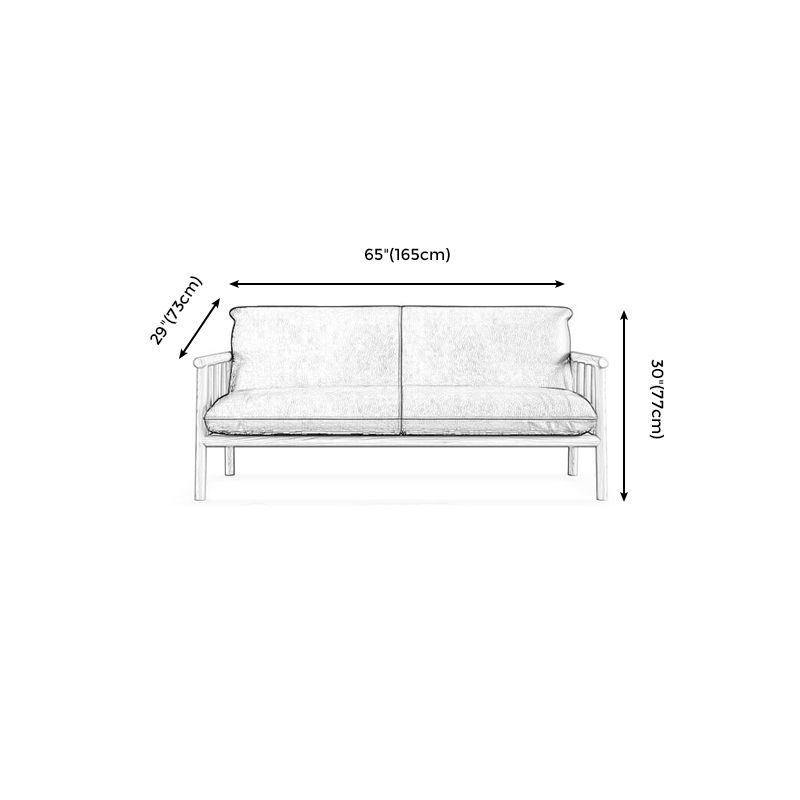 Farmhouse Square Arm Sofa Tight Back Settee with Walnut/Natural Legs