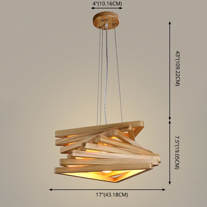 Stacking Triangles Solid Wood Hanging Light Modern Style Creative 1-Light Suspension Lamp for Coffee Shop Restaurant
