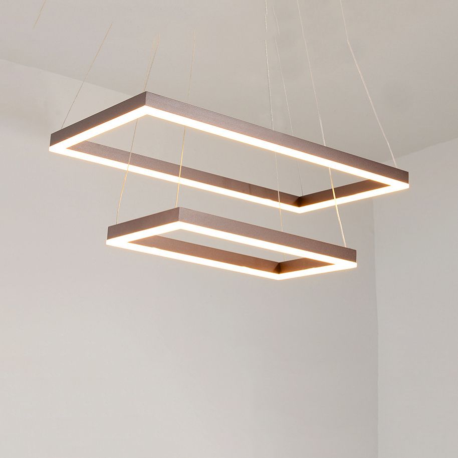 Multi-Layer Bedroom Chandelier Acrylic 1/2/3-Light LED Minimalist Suspension Pendant in Coffee, Warm/White/Natural Light