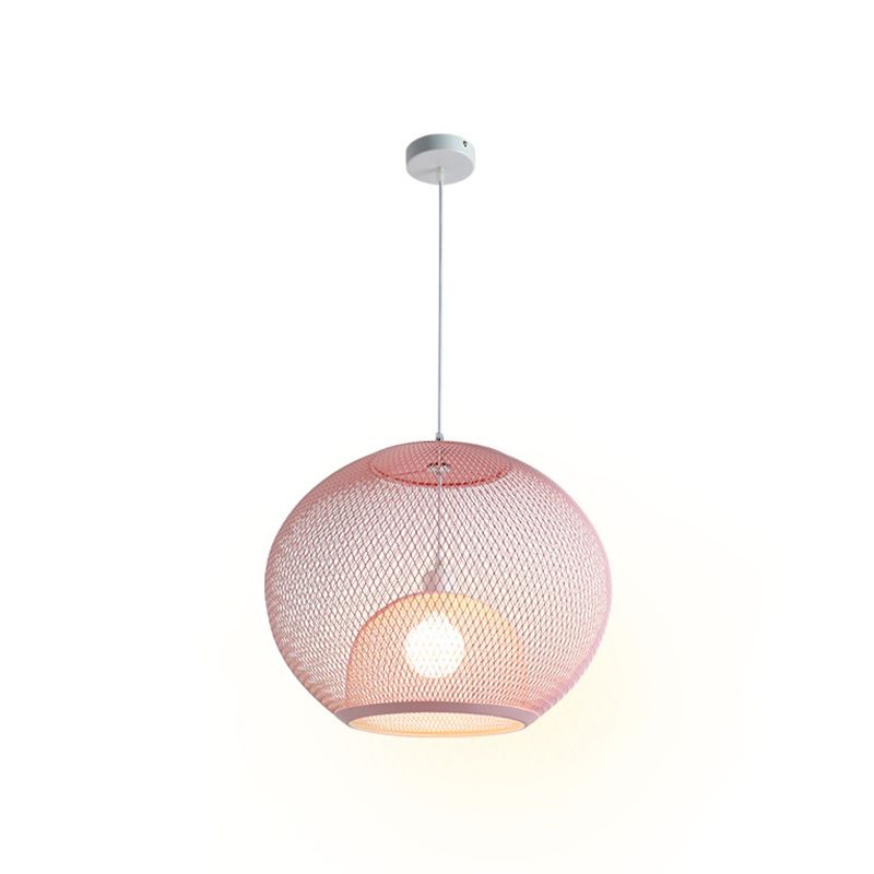 Éclairage à mailles de fil de fer Light Macaron Style 1 Hier Globe Suspension Lumière