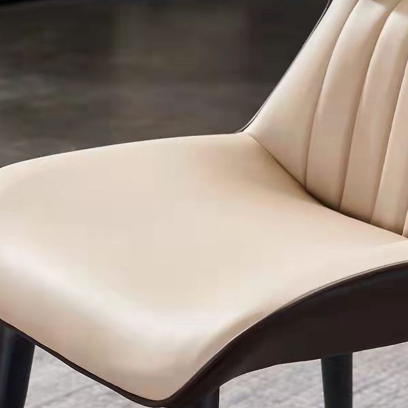Contemporary Wingback Dining Chair PU Leather Armless Chair with Metal Legs