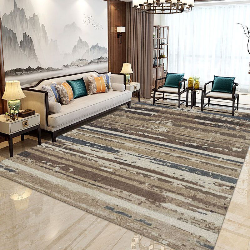 Grey Modern Rug Polyester Graphic Rug Non-Slip Backing Rug for Living Room