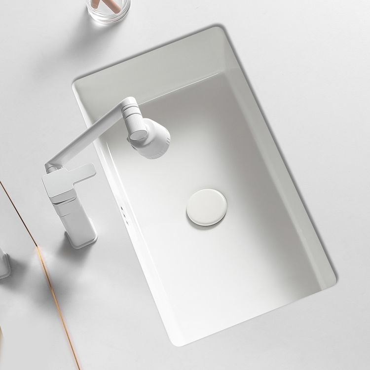 Traditional Undermount Vanity Sink Rectangular with Overflow and Drain Assembly Vessel