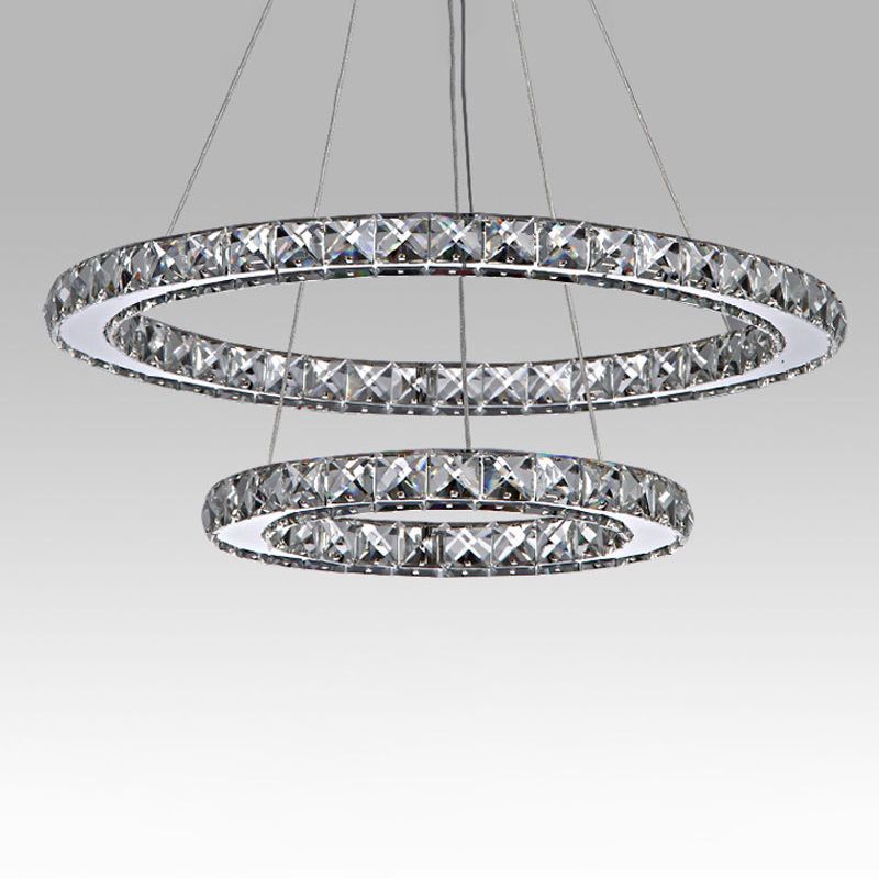Contemporary Interlace Rings Chandelier Pendant Light Stainless Steel Hanging Light Fixtures for Bedroom