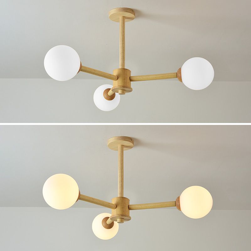 Light de lustre Globe Chandelier Light moderne la lampe de lustre en bronze beige moderne avec teinte en verre